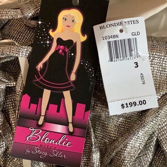 Blondie Nites By Stacy Sklar Size 3 Strappy-Back Light Gold Gown.New With Tags - Picture 10 of 11